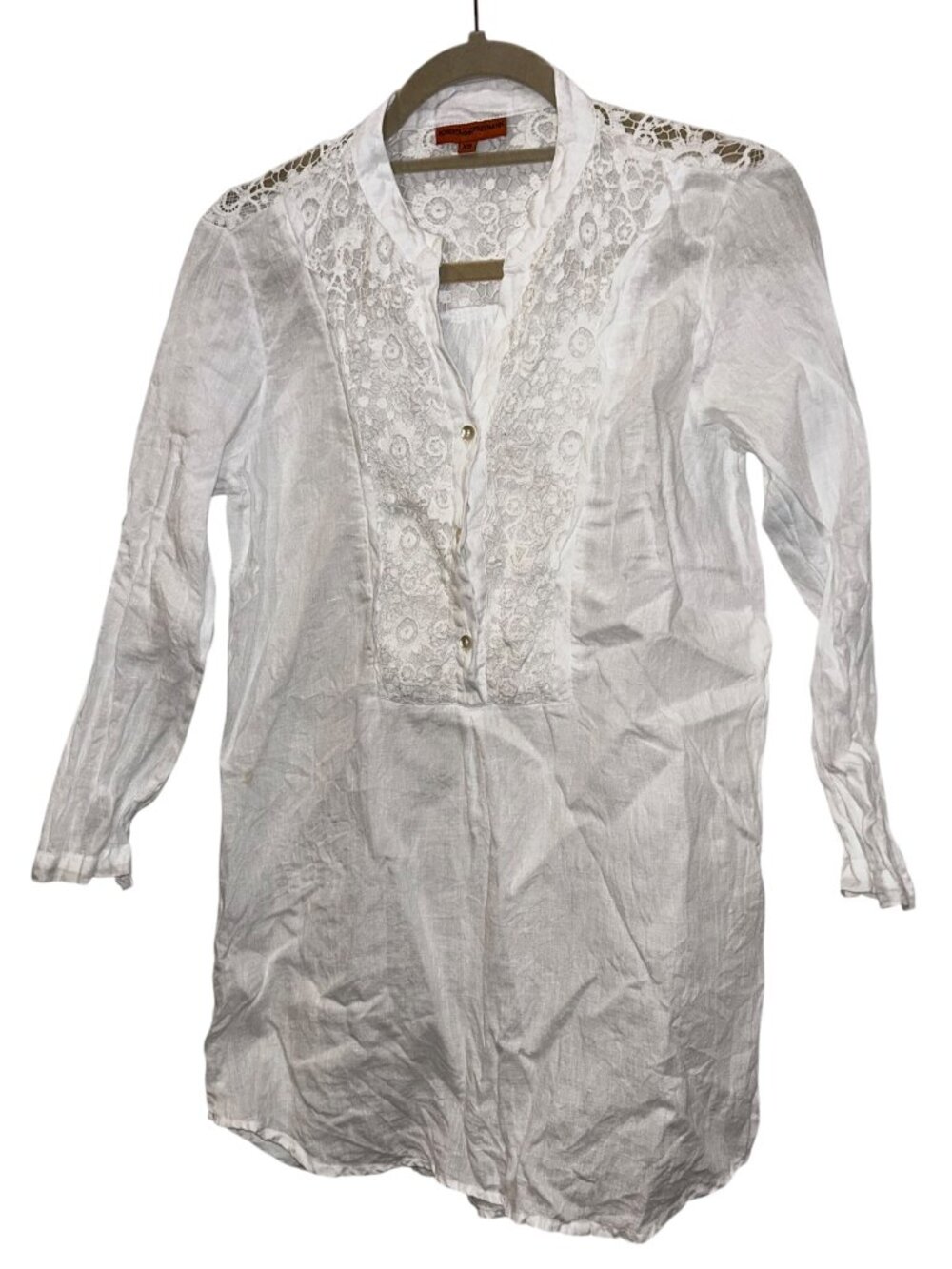 Roberta Roller Rabbit white lace trim tunic top/dress XS